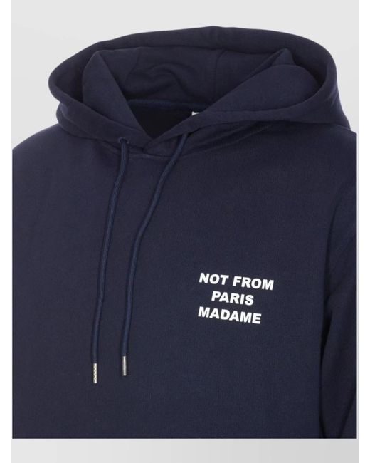 Drole de Monsieur Blue Cotton Slogan Print Hoodie for men