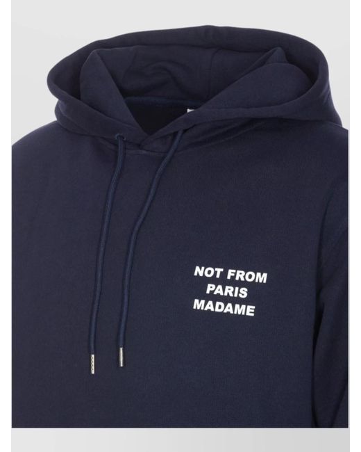 Drole de Monsieur Blue Cotton Slogan Print Hoodie for men