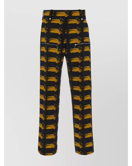 Burberry Multicolor Printed Virgin Wool Straight Leg Trousers for men