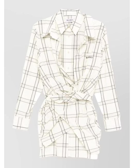 The Attico Natural Knee Length Dress Checkered Pattern