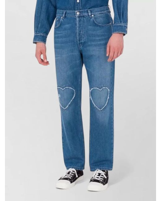 Moschino Blue Straight-Leg Trousers for men