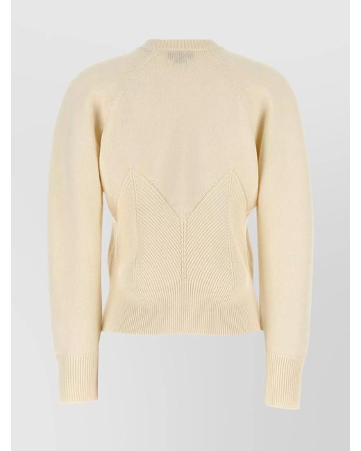 McQueen Natural Cashmere Wool Ribbed Crewneck Jumper