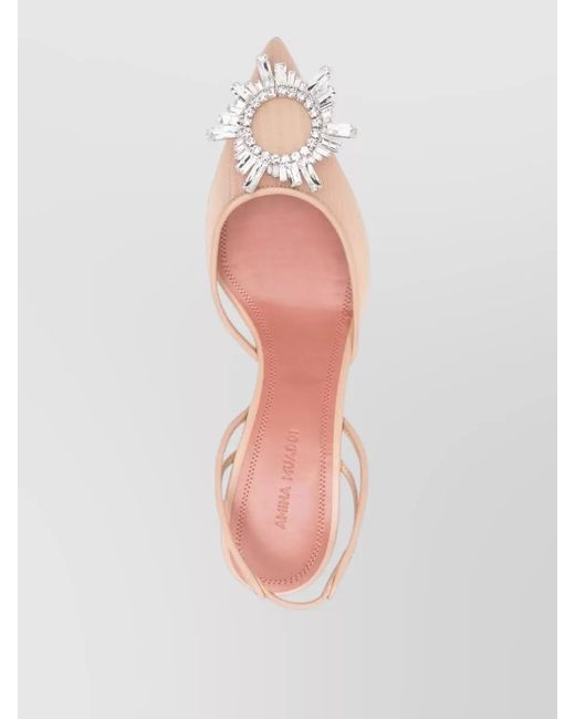 AMINA MUADDI Pink Begum Slingback Pumps Pointed Toe Embellished