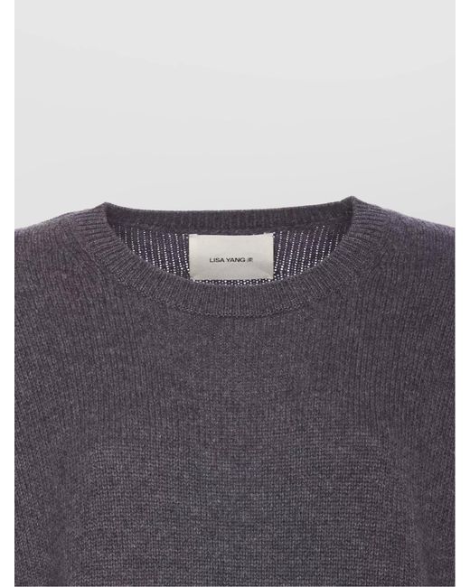 Lisa Yang Gray Crewneck Knitwear With Ribbed Cuffs And Hem