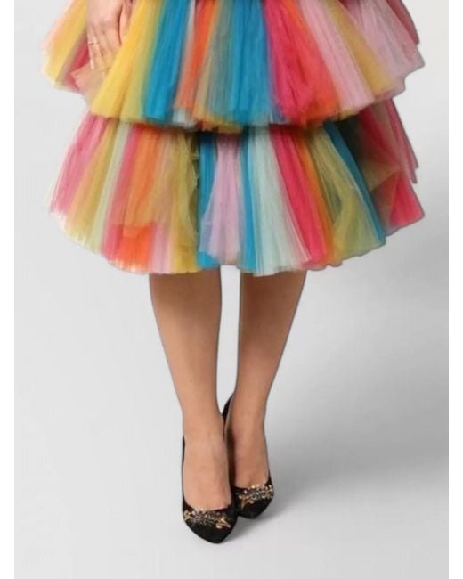 Dolce & Gabbana Metallic Tiered Tulle Midi Dress