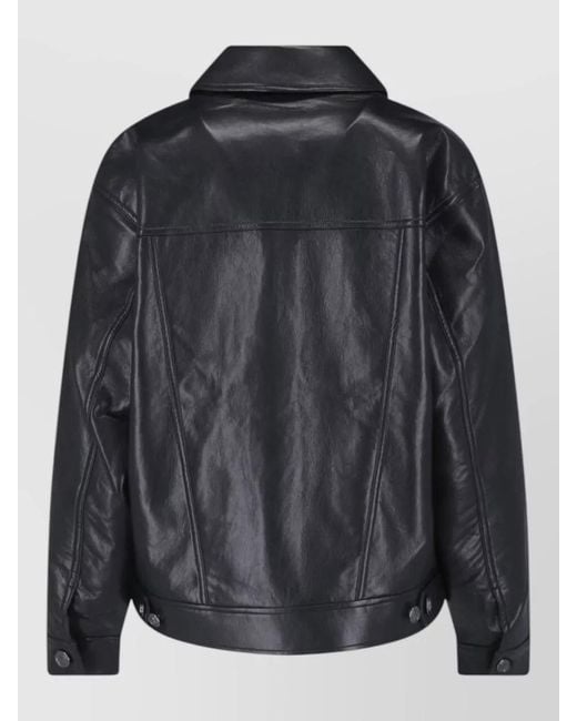 Anine Bing Black Long Sleeve Collared Coat Chest And Side Pockets