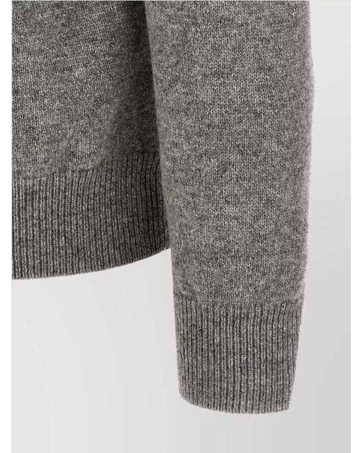 Zanone Gray Crew Neck Wool Sweater With Ribbed Cuffs for men