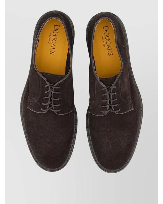 Doucal's Black Leather Derby Shoes for men