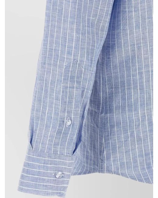 Etro Blue Striped Linen Shirt for men