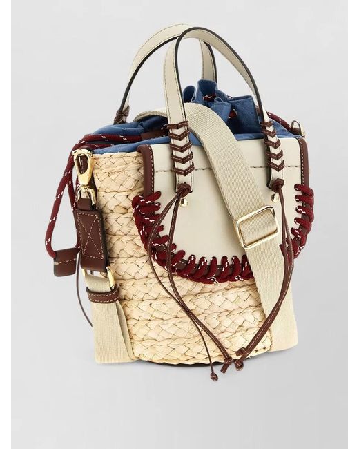 CUBA LAB Blue Habanera Trek Straw Bucket Bag Shoulder