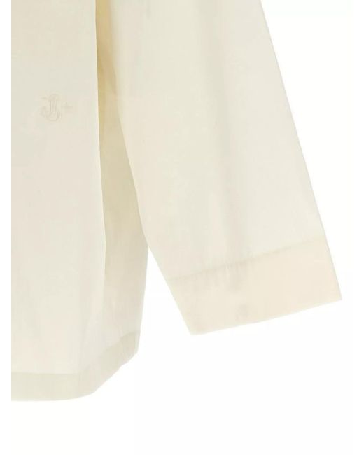 Jil Sander Natural Cotton Logo Embroidery Shirt for men