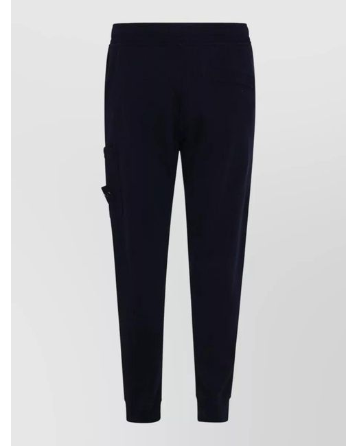 Stone Island Blue Track Pants Ribbed Cuffs Side Pocket for men