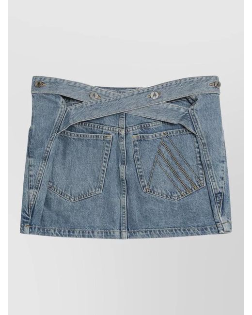 The Attico Blue Denim High-Rise Mini Skirt