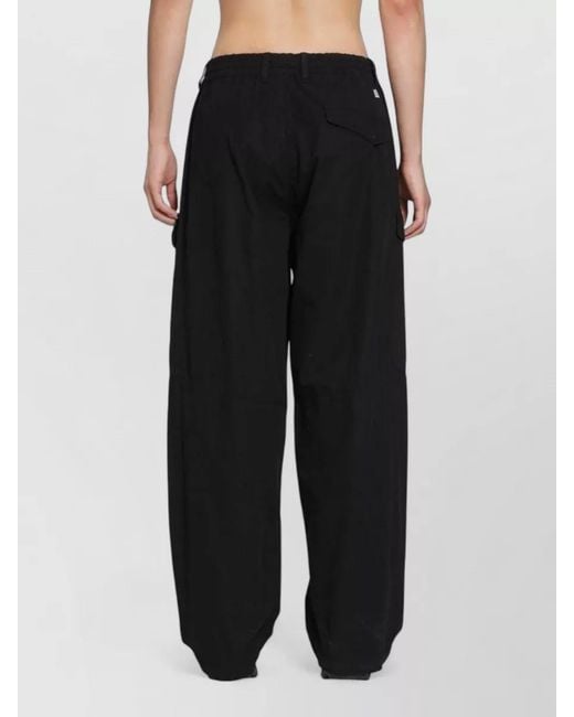C P Company Black Wide Leg Nylon Silk Cargo Pants for men