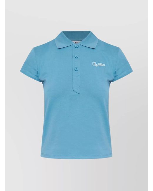 The Attico Blue Cotton Short-Sleeve Polo Top