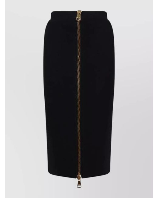 Elisabetta Franchi Black High Waist Mid Length Stretch Skirt