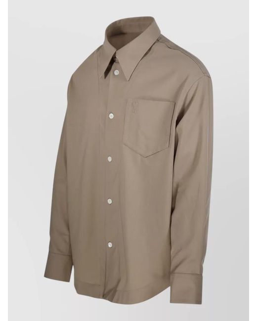 AMI Natural Wool Wide Long Sleeve Shirt for men