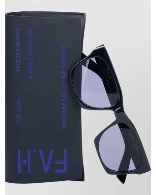Facehide Gray Sunglasses Dark Lenses Hard Case Rectangular Frame