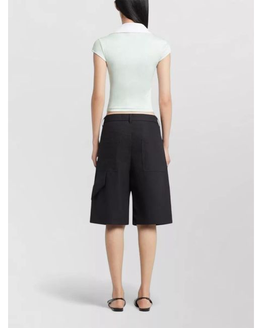Courreges White Cropped V-Neck Short-Sleeve Polo Top