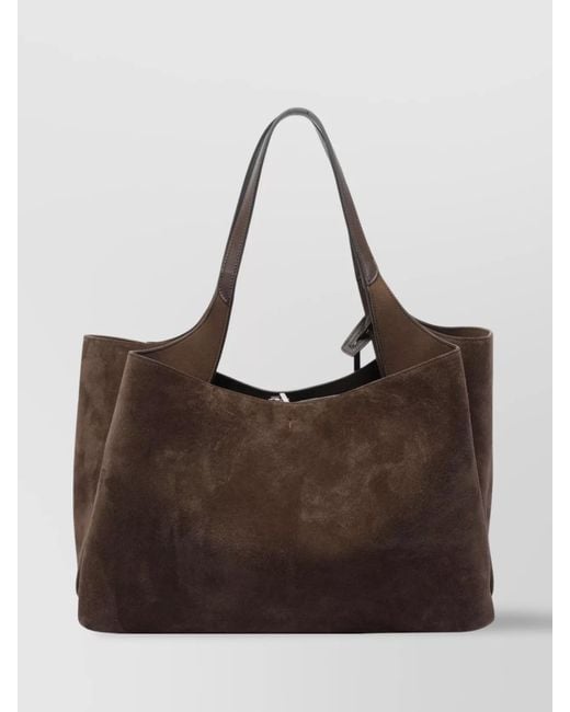 Tod's Brown Top Handle Suede Finish Shoulder Bag