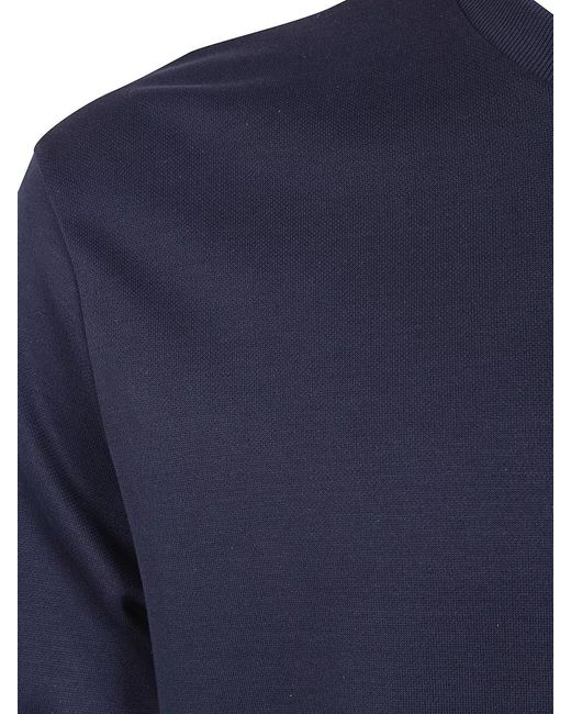 Herno Blue Long Sleeves Crew Neck Plain Knit Top for men