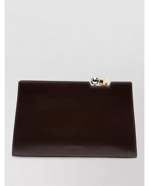 Jacquemus Brown Rectangular Clutch Bag Detachable Strap Handle