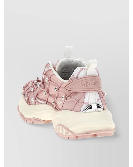 Versace Pink Leather Low-Top Sneakers