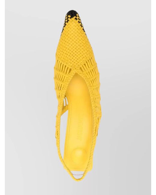 Jacquemus Yellow Leather Slingback Pumps