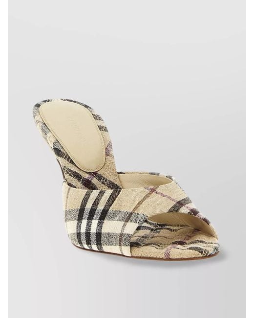 Burberry Natural "Mews" Checkered Cross Strap Mules
