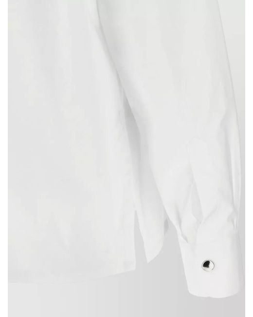 Thelatest White Bruna Shirt Chest Pockets Long Sleeves Collar