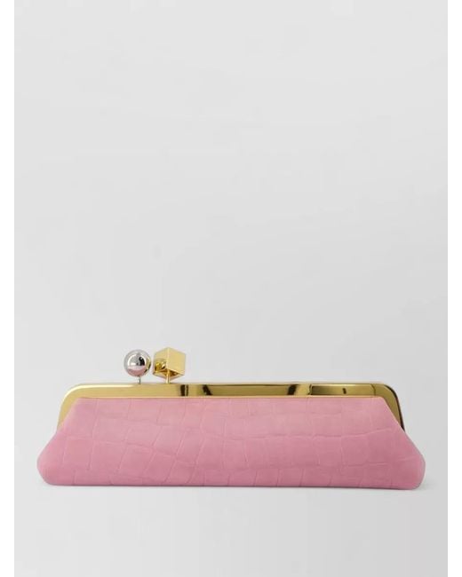 Jacquemus Pink La Pochette Salon Calfskin Clutch Bag