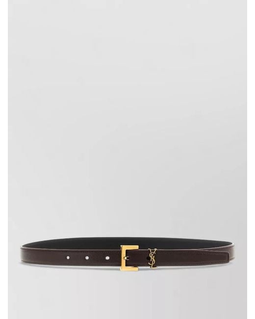 Saint Laurent White Eel Leather Cassandre Belt