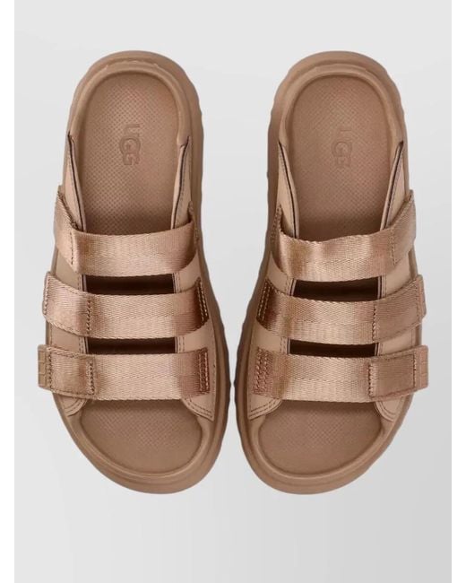 Ugg Brown Slide Mule Flat Triple Strap