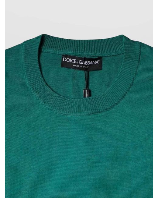 Dolce & Gabbana Green Wool Knit Crew Neck Slim Pullover for men
