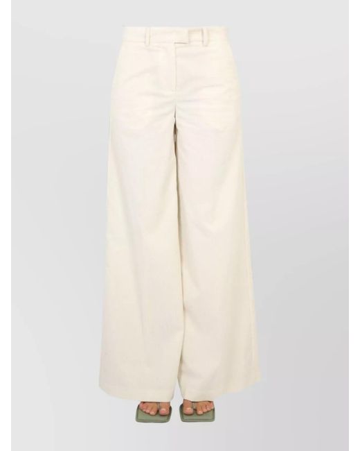 Ballantyne Natural Wide-Leg Trousers With Belt Loops And Pockets