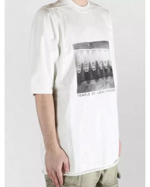 Rick Owens White Jumbo Short Sleeve Crew Neck Graphic T-Shirt for men