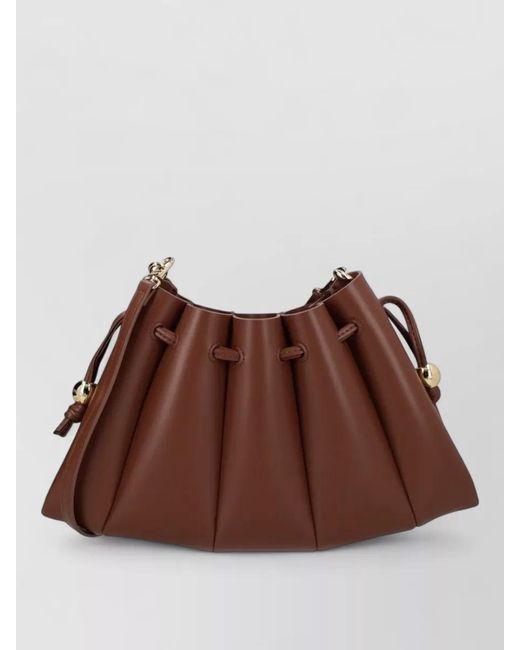 THEMOIRÈ Brown Pleated Crossbody Bag Adjustable Strap Hardware