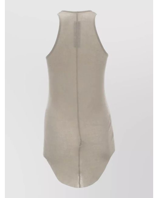 Rick Owens White Sleeveless Racerback Top Curved Hem