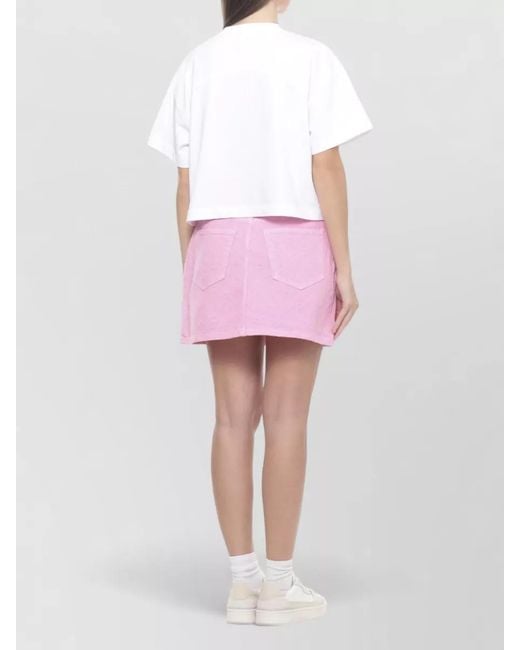 Casablanca Natural Cropped Butterfly Print T-Shirt