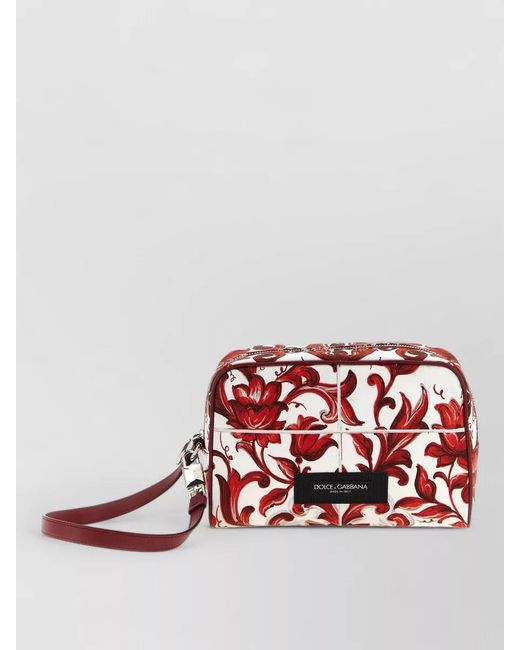 Dolce & Gabbana Red Leather Majolica Print Clutch Bag for men