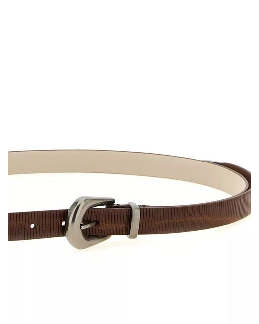 Brunello Cucinelli White Carved Leather Belt
