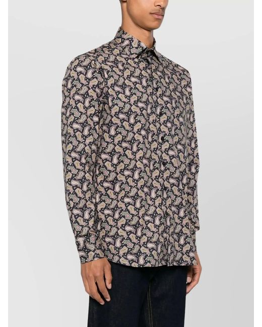 Etro White Printed Cotton Long-Sleeve Shirt for men