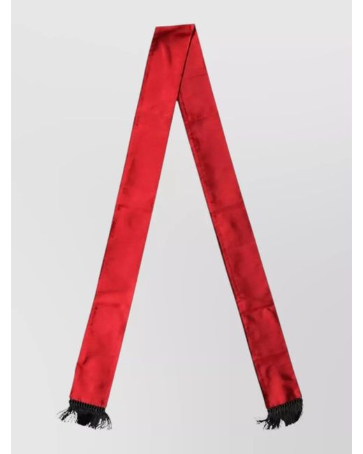 Dolce & Gabbana Red Silk Fringed Scarf for men