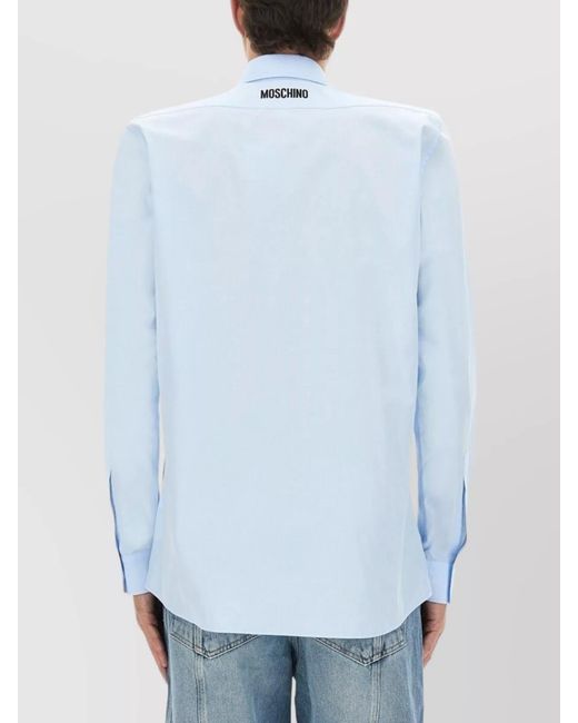 Moschino Blue Cotton Poplin Shirt for men