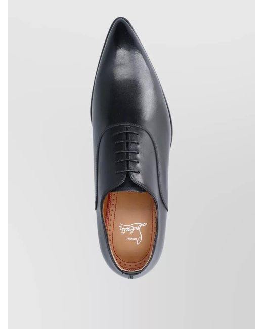 Christian Louboutin Gray Oxford Lace Up Shoes Almond Toe Leather for men