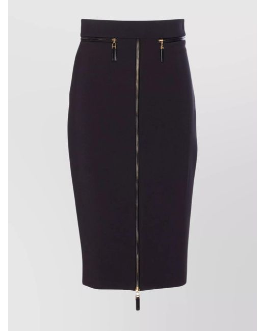 Elisabetta Franchi Blue Crepe Zip Pencil Skirt