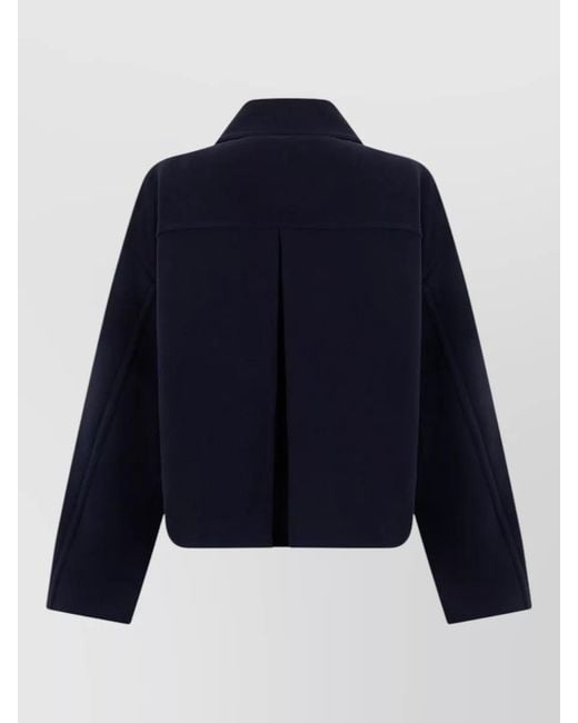Pinko Blue Cropped Double Breasted Coat Pleated Back