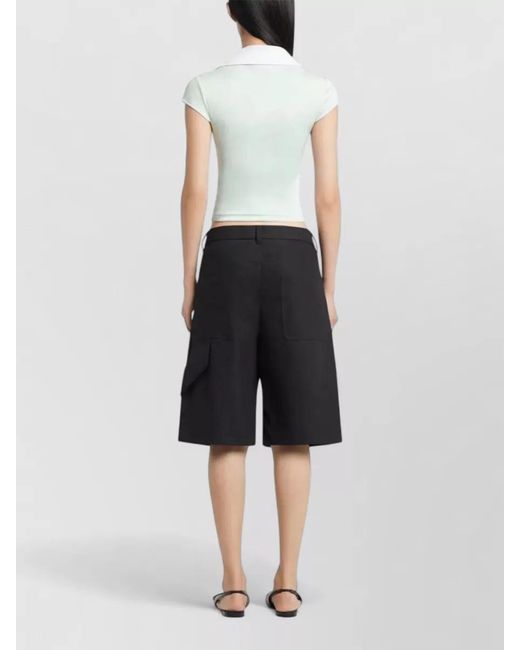 Courreges White Cropped V-Neck Short-Sleeve Polo Top
