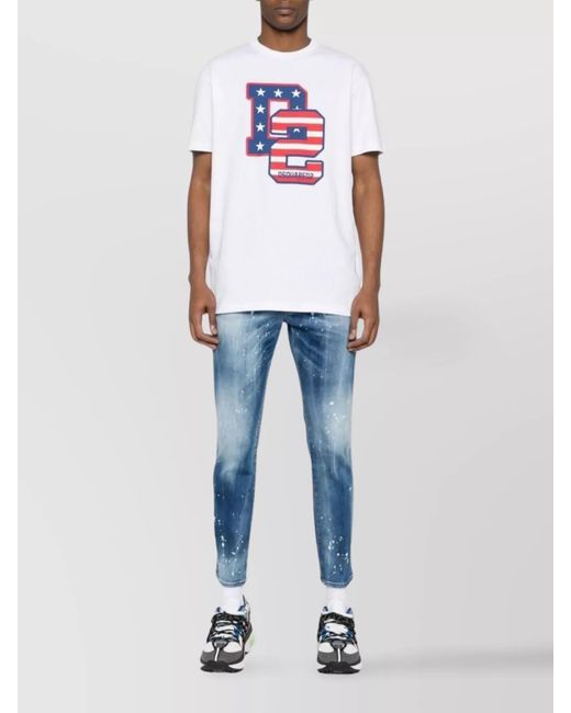 DSquared² White Logo Print Cotton Jersey Crew Neck T-Shirt for men