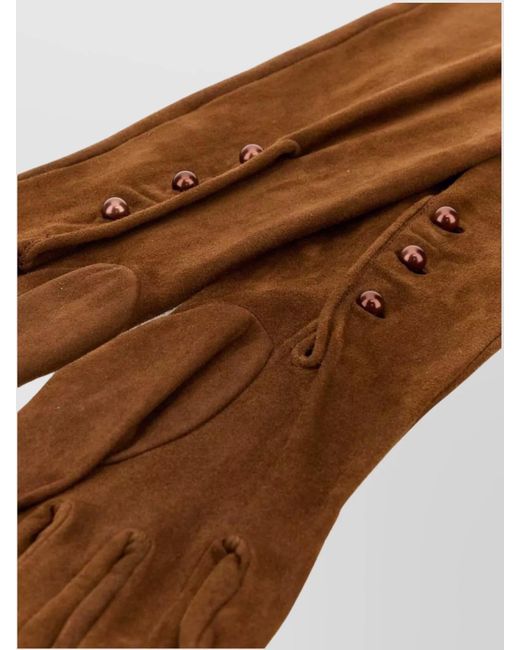 Prada Brown Leather Long Gloves